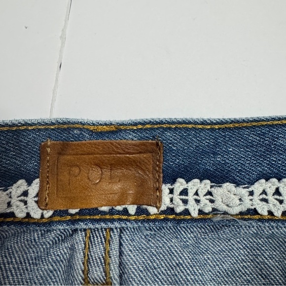 POL Distressed High Waist Denim Mini Skirt Raw Hem | Size Small | NWOT - Picture 6 of 8